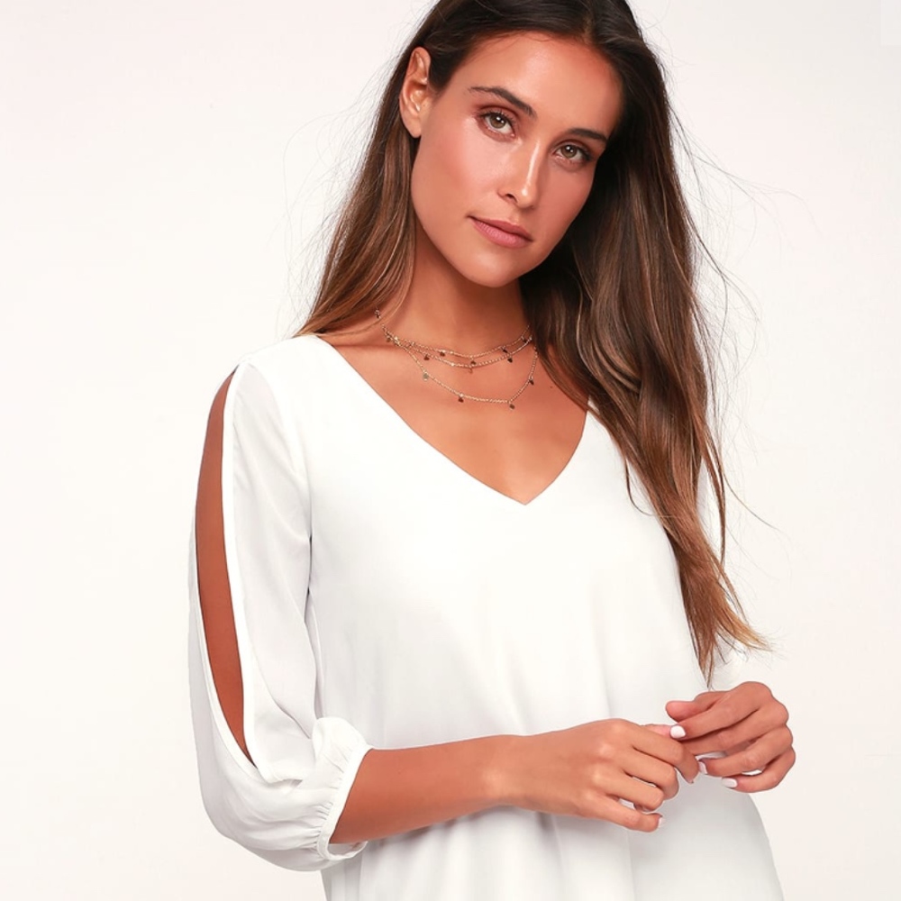 Lulu's Cold Shoulder Shifting Dears Ivory Dress M